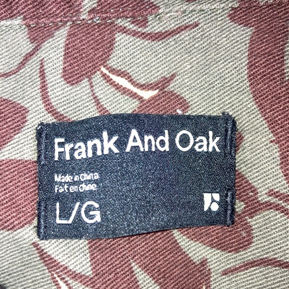 Mens EUC Frank & Oak Large Floral Print Green & Brown Button Down Shirt - Picture 3 of 7